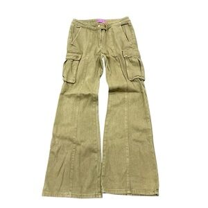 Edikted Y2K Olive Cargo Flare Pants — XS Low Rise Utility